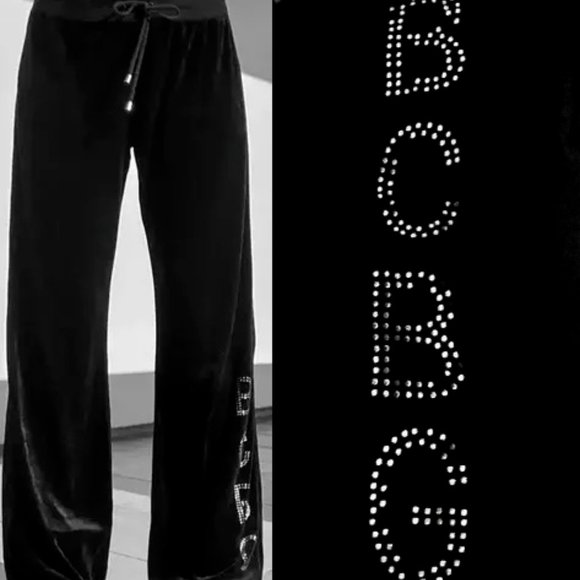 PRICE THIS AD & WIN Easter March BCBG Black Velour Lounge Pants XS S Gift Card - Picture 2 of 9